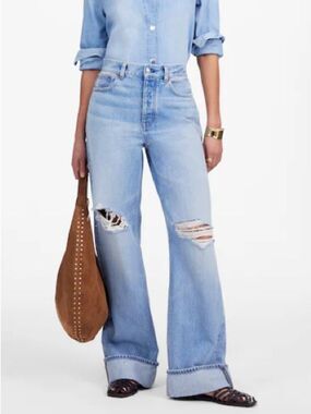 Madewell NEW Low-Slung Baggy Jeans Distressing